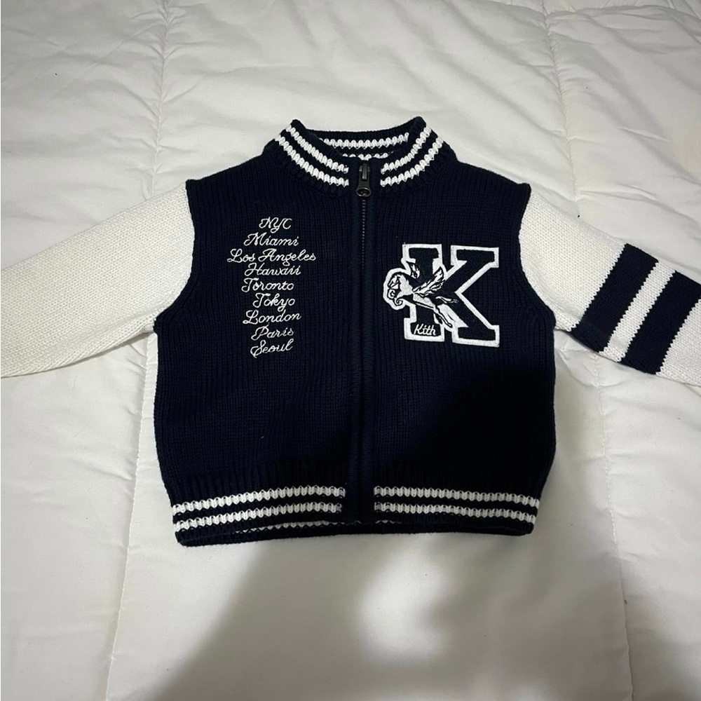 Kith Varsity Jacket - navy blue & White
